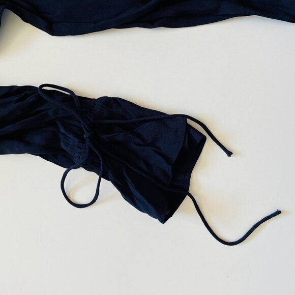 NWT Ann Taylor LOFT Dress Off the Shoulder Crochet Lace Floral Navy BLue White - Picture 6 of 11